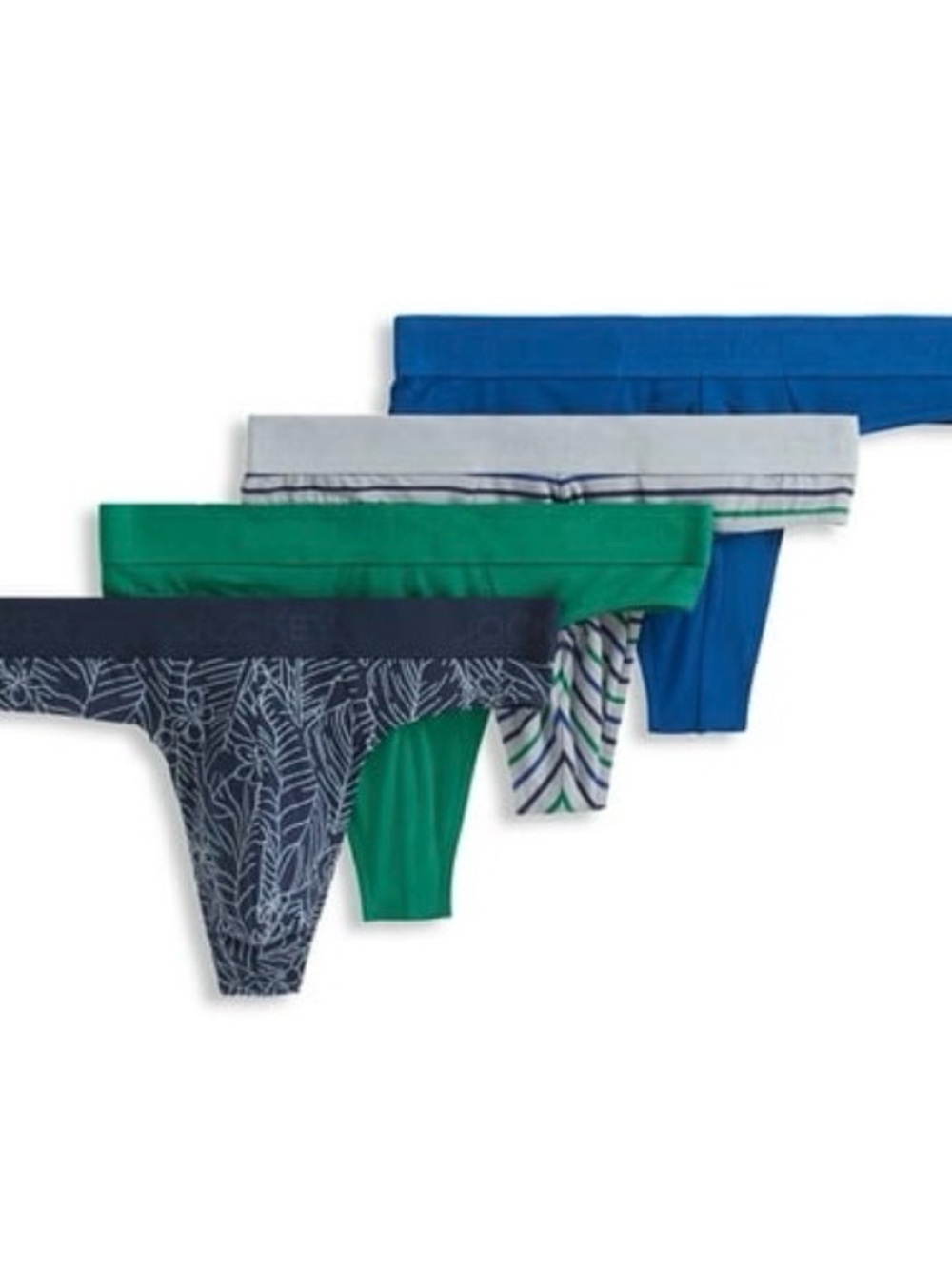 NWT Jockey 4 Pack Men’s MED Cotton Stretch Thongs Multi Color Amazing Comfort